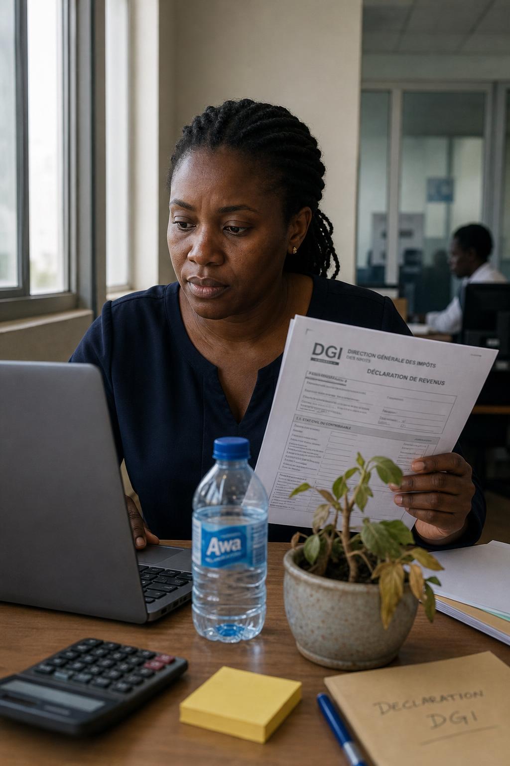 Comptable au travail dans un cabinet à Abidjan